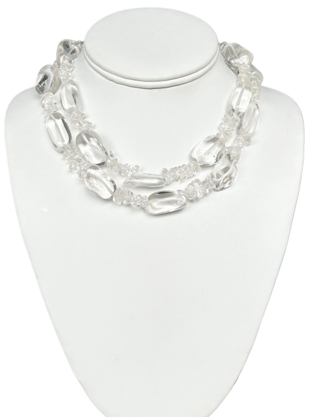 Vintage Signed Clear Quartz Crystal Chunky Beaded Versatile Statement Necklace